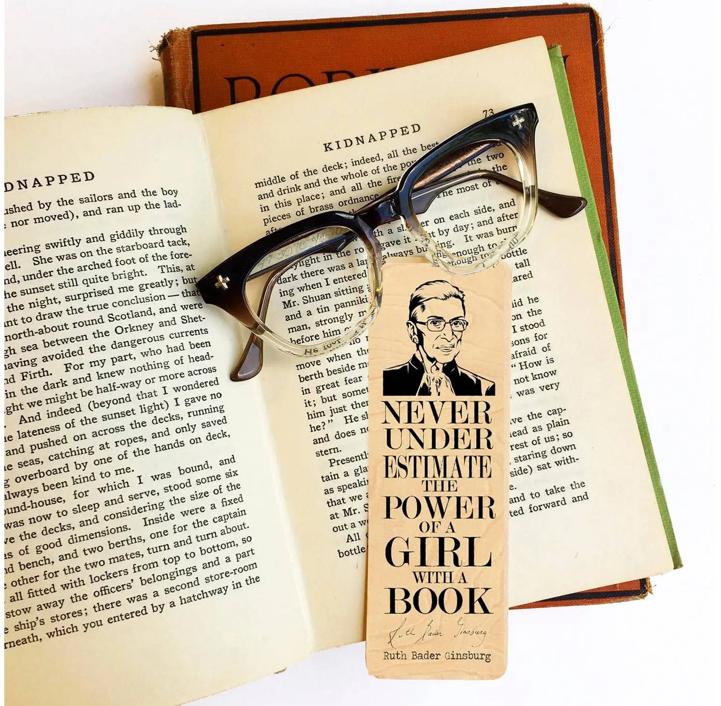 Ruth Bader Ginsberg "Power of a girl with a book" Bookmark Fly Paper Products